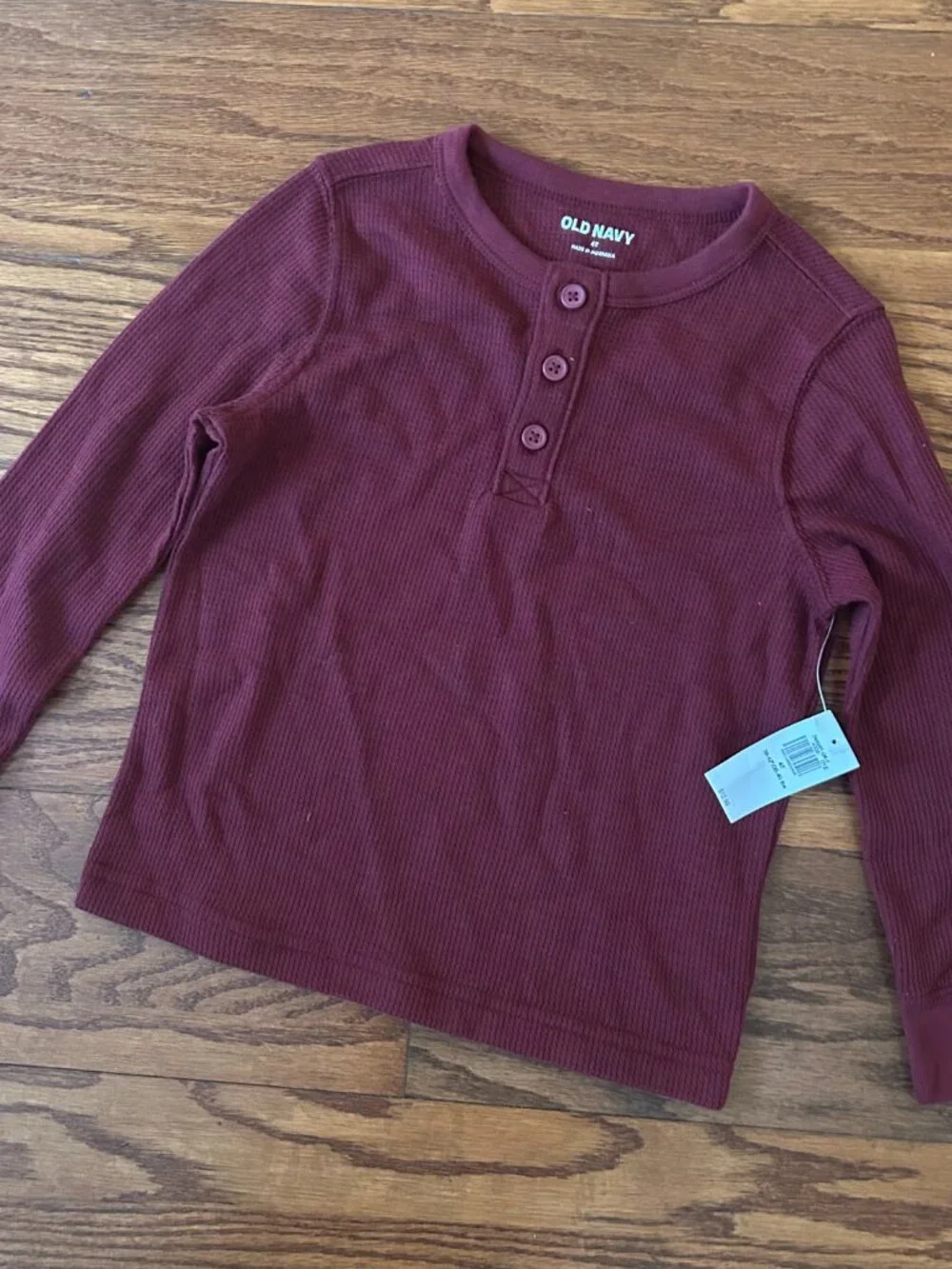 NWT Old Navy Long-Sleeve Thermal Knit Henley T-Shirt Toddler Boys Size 4T New